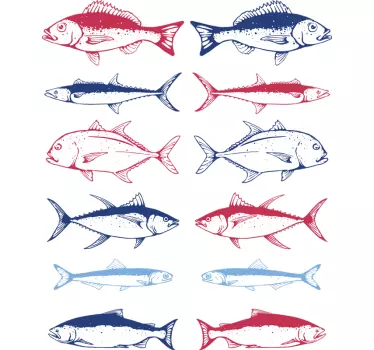 Hånd tegne fisk ark murmærke - TenStickers
