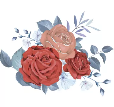 Blå buket blomster blomst vægmærkat - TenStickers