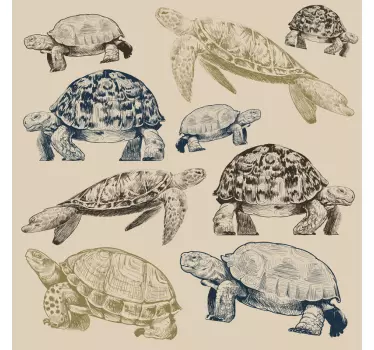 Skildpadder beige baggrundsmøbler mærkat - TenStickers