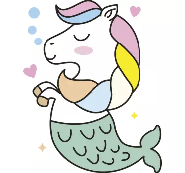 Havfrue unicorn eventyr vægoverføringsbillede - TenStickers
