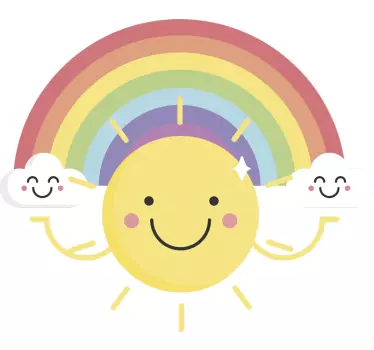 Regnbue og solvæg stikcer - TenStickers