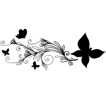 Sticker til bil blomster og sommerfugl - TenStickers