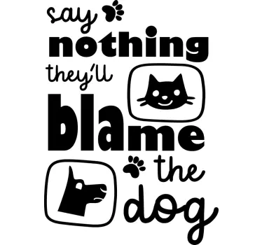 Sjov kat og hund tekst vægoverføringsbillede - TenStickers