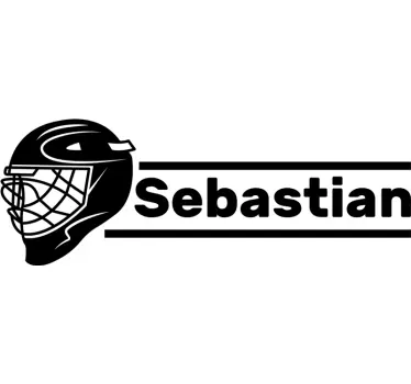 Hockey hjelm med navn vægoverføringsbillede - TenStickers