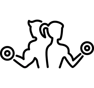 Mand og kvinde med håndvægteoverføringsbillede - TenStickers