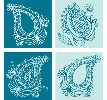 Blomstermotiver til overføring af paisley fliser - TenStickers