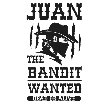 Klistermærke til dør juan banditten efterlyses - TenStickers