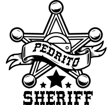 Personligt smykke med sheriff-tema klistermærke til dør - TenStickers