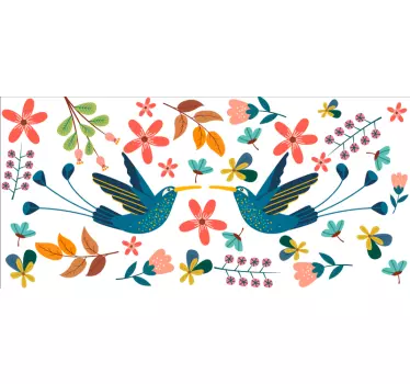 Farverige tenango planter og fugl klistermærke - TenStickers