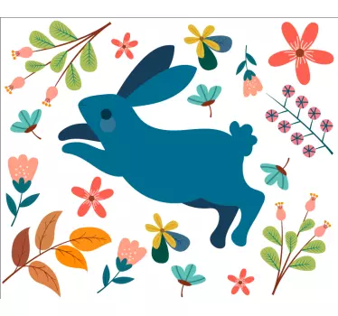 Tenango kaniner og blomstermøbler mærkat - TenStickers