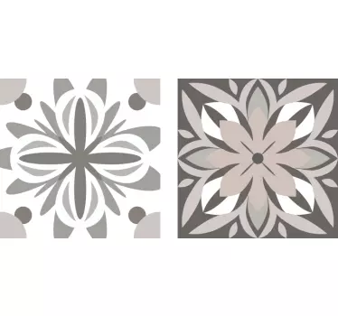 Bytte og hvid blomster mønster fliser overførsel - TenStickers