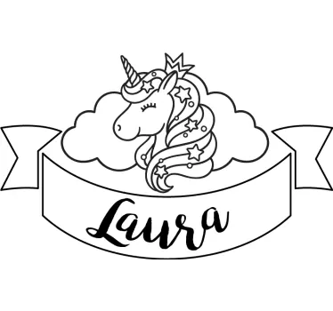 Glad unicorn med navn brugerdefineret klistermærke - TenStickers