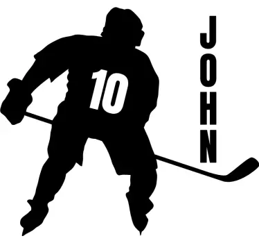 Ishockey spiller handling med navnet væg klistermærke - TenStickers