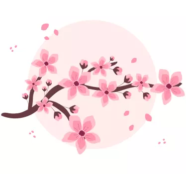 Træ med lyserøde detaljer blomstermærkat - TenStickers