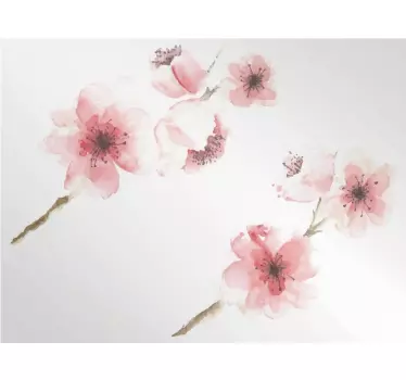 Lyserød blomst i vandfarveeffekt møbelmærkat - TenStickers