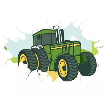 Traktor 3d, john deere, illustration, kunst på muren - TenStickers