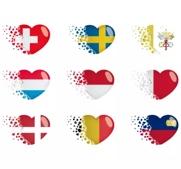 Europæiske flag hjerter flag mærkat - TenStickers