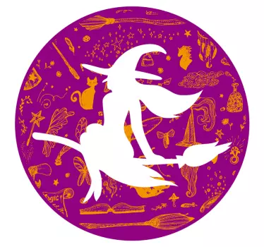 Finurlig hekse-ridning wallsticker dyr - TenStickers