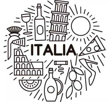 Italienske kulinariske ikoner rejse klistermærke - TenStickers