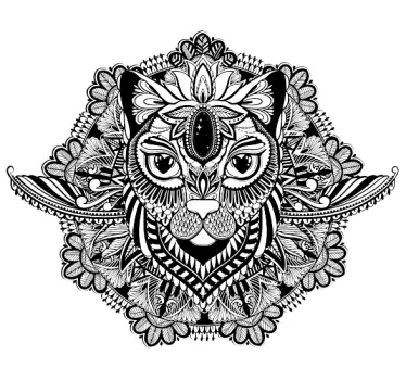 Mandala kat blomstermotiver - TenStickers