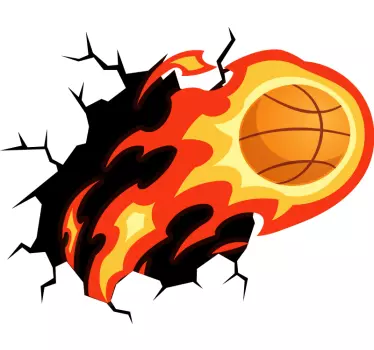3D brændende basketball wallsticker - TenStickers