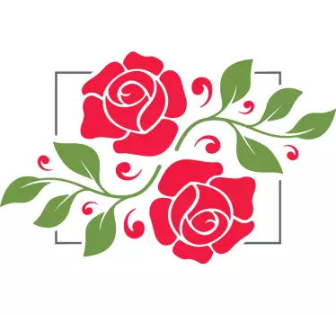 Romantisk blomster ramme spejl væg klistermærke - TenStickers