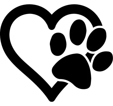 Hjerte med pote pet mærkater - TenStickers