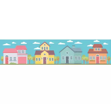 Pastel huse grænse klistermærke - TenStickers