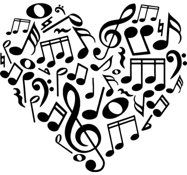 Musik note hjerte klassisk musik væg klistermærke - TenStickers