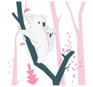 Koalaer på træ klistermærke - TenStickers