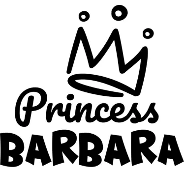 Prinsesse krone med navn glasdør klistermærke - TenStickers