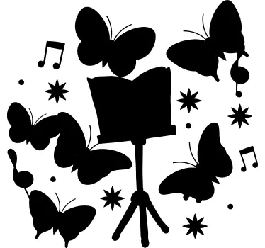 Sommerfugl musik noter musikalske væg klistermærker - TenStickers