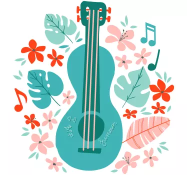Guitar med blomster musikalske vægklistermærker - TenStickers