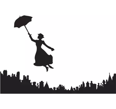 Mary poppins silhuet klistermærke - TenStickers