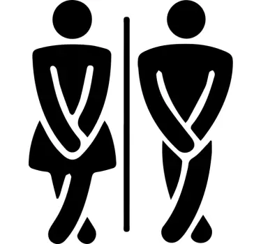 Mand og kvinde har travlt med wc glasdør klistermærke - TenStickers