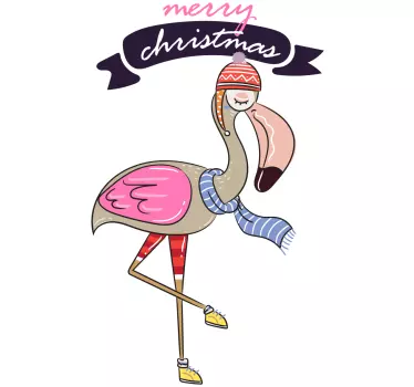 Flamingo jul væg klistermærke - TenStickers