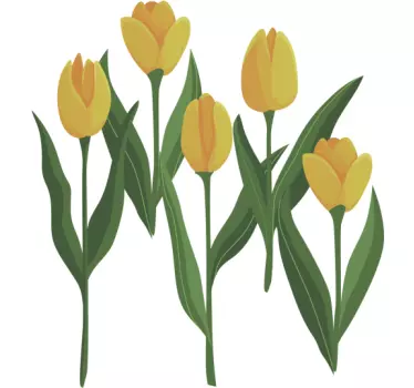 5 gule tulipaner blomstermærkat - TenStickers