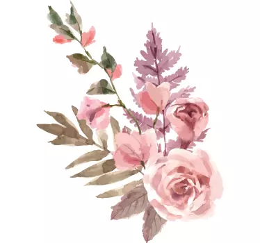 Akvarel blomster sammensætning blomst væg indretning - TenStickers