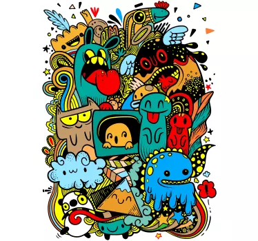 Abstrakt grunge monster graffiti klistermærke - TenStickers