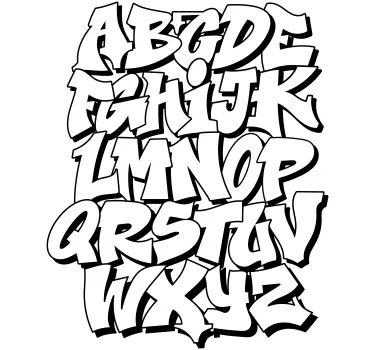 Old school graffiti alfabet tekst vægoverføringsbillede - TenStickers