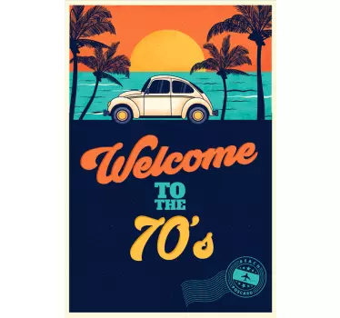 Velkommen til 70'erne mærkat retro vægmærkater - TenStickers