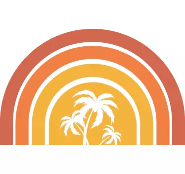 Retro solnedgang og palmer seng hovedgærde væg klistermærke - TenStickers