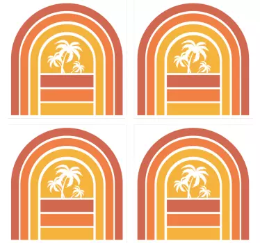 Retro solnedgang og palmer fliser overførings mærkat - TenStickers