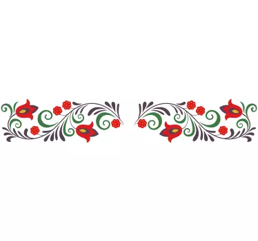 Folkemæssige ornamenter blomster vægoverføringsbillede - TenStickers