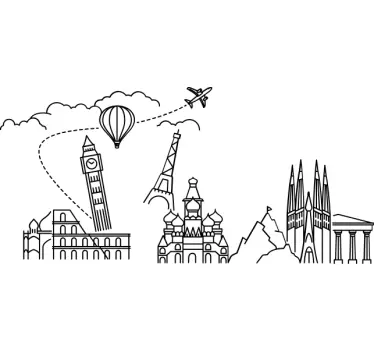 Kommercielt fly med lande vintage rejse mærkat - TenStickers