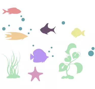 Flot fisk verden undersøiske fisk mærkat - TenStickers