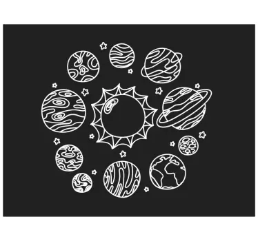 Solsystem doodle bærbare klistermærker - TenStickers