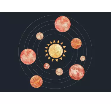 Solsystem orange akvarel laptop mærkat - TenStickers