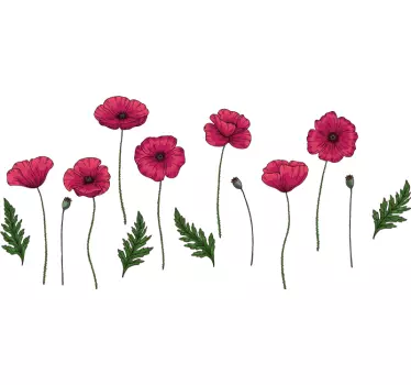 Sæt valmuer blomstermærkat - TenStickers