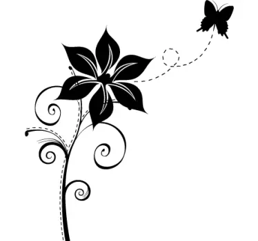 Sommerfugl blomster mærkat - TenStickers